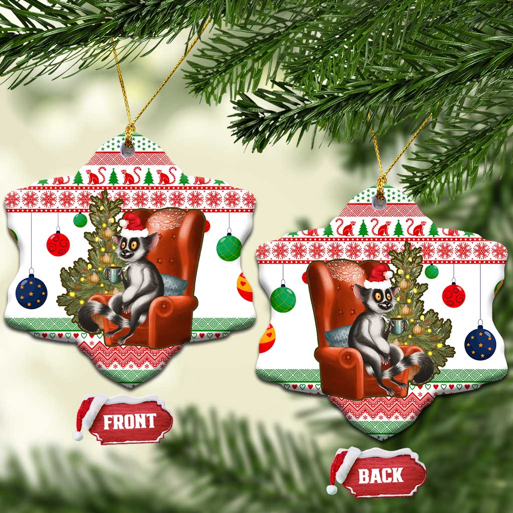 Madagascar Christmas Ceramic Ornament Lemur Santa Hat Holiday Tree - African Pride