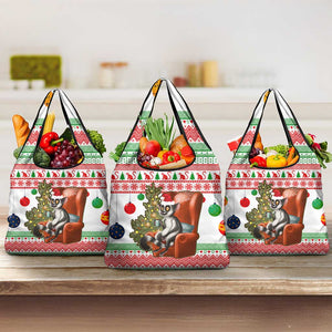 Madagascar Christmas Grocery Bag Lemur Santa Hat Holiday Tree - African Pride