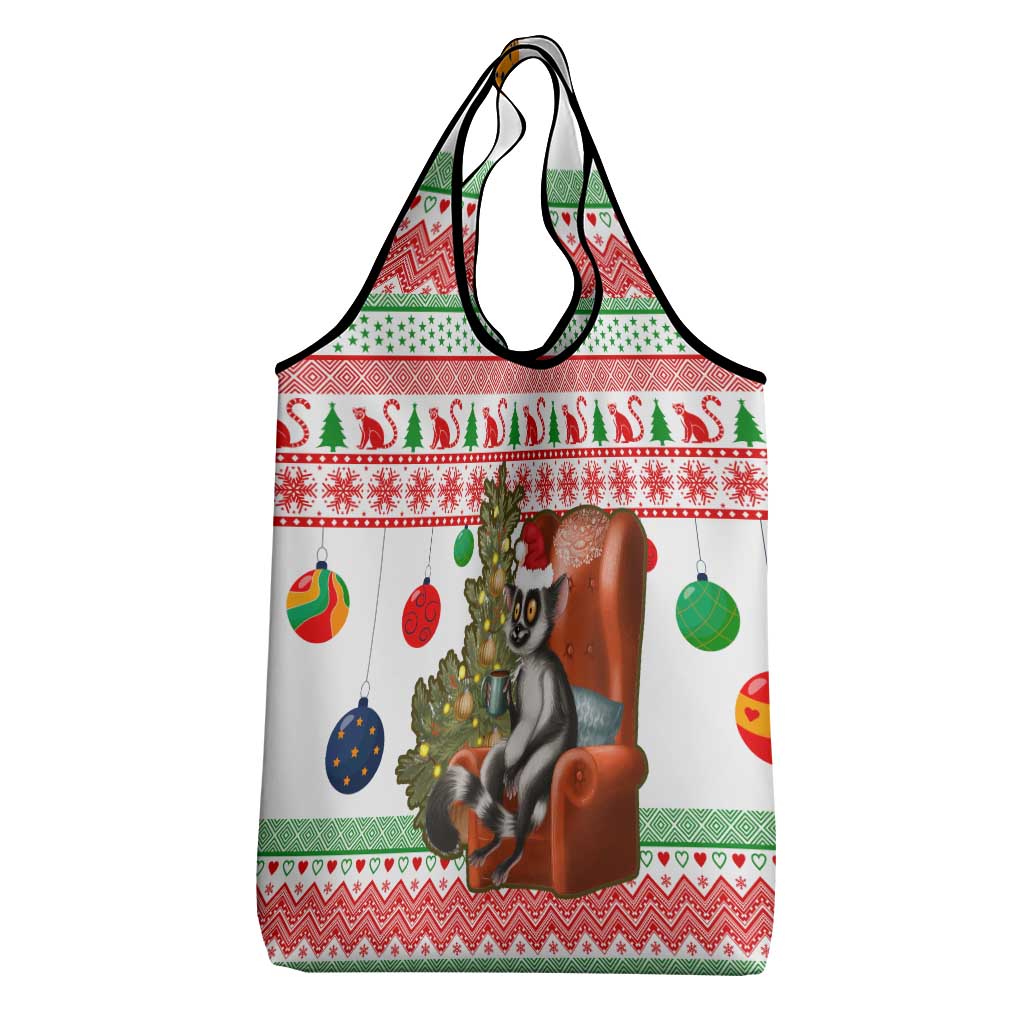 Madagascar Christmas Grocery Bag Lemur Santa Hat Holiday Tree - African Pride