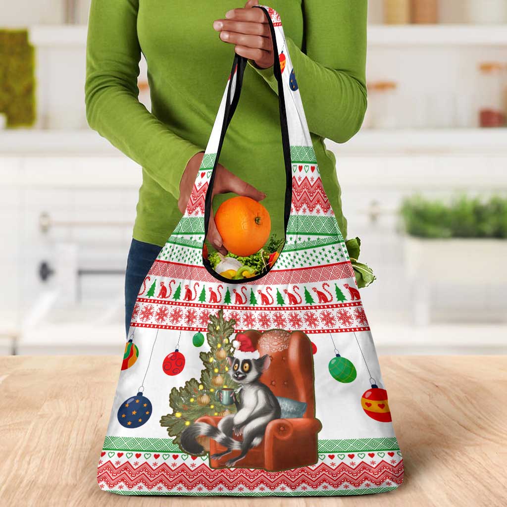 Madagascar Christmas Grocery Bag Lemur Santa Hat Holiday Tree - African Pride