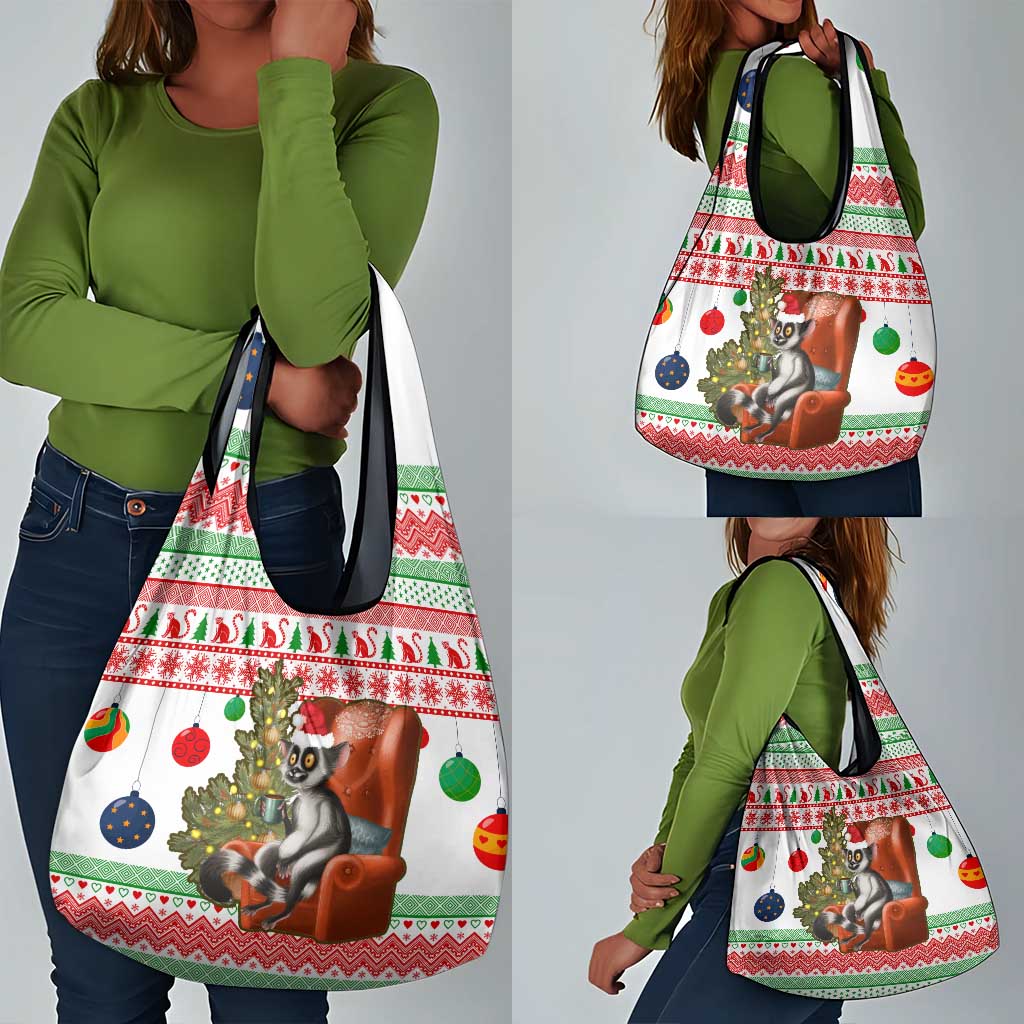 Madagascar Christmas Grocery Bag Lemur Santa Hat Holiday Tree - African Pride