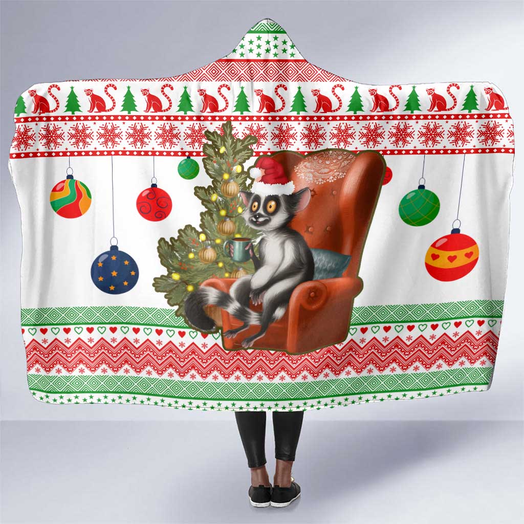 Madagascar Christmas Hooded Blanket Lemur Santa Hat Holiday Tree - African Pride