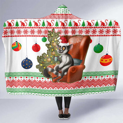 Madagascar Christmas Hooded Blanket Lemur Santa Hat Holiday Tree - African Pride