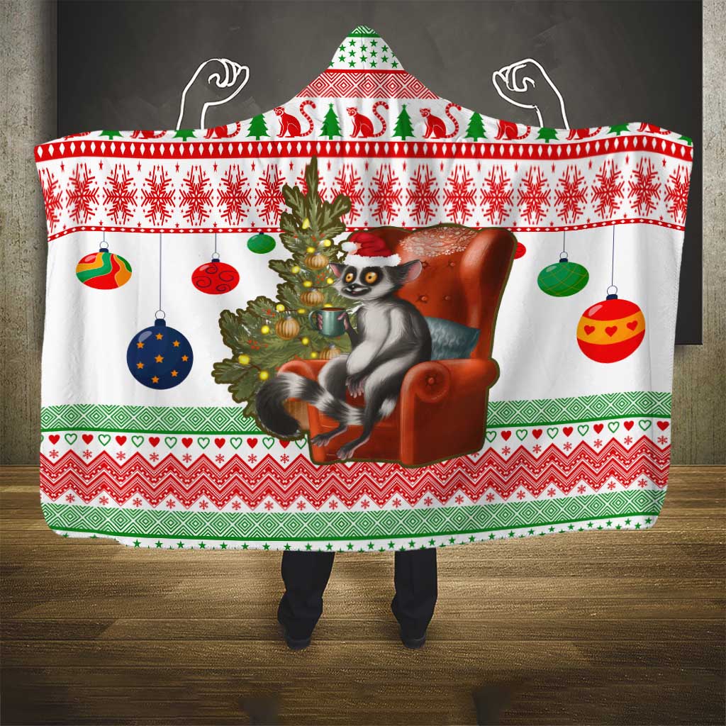 Madagascar Christmas Hooded Blanket Lemur Santa Hat Holiday Tree - African Pride