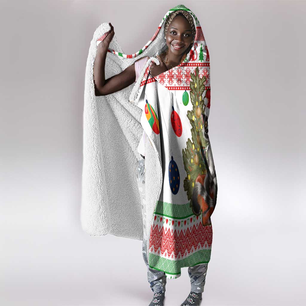 Madagascar Christmas Hooded Blanket Lemur Santa Hat Holiday Tree - African Pride