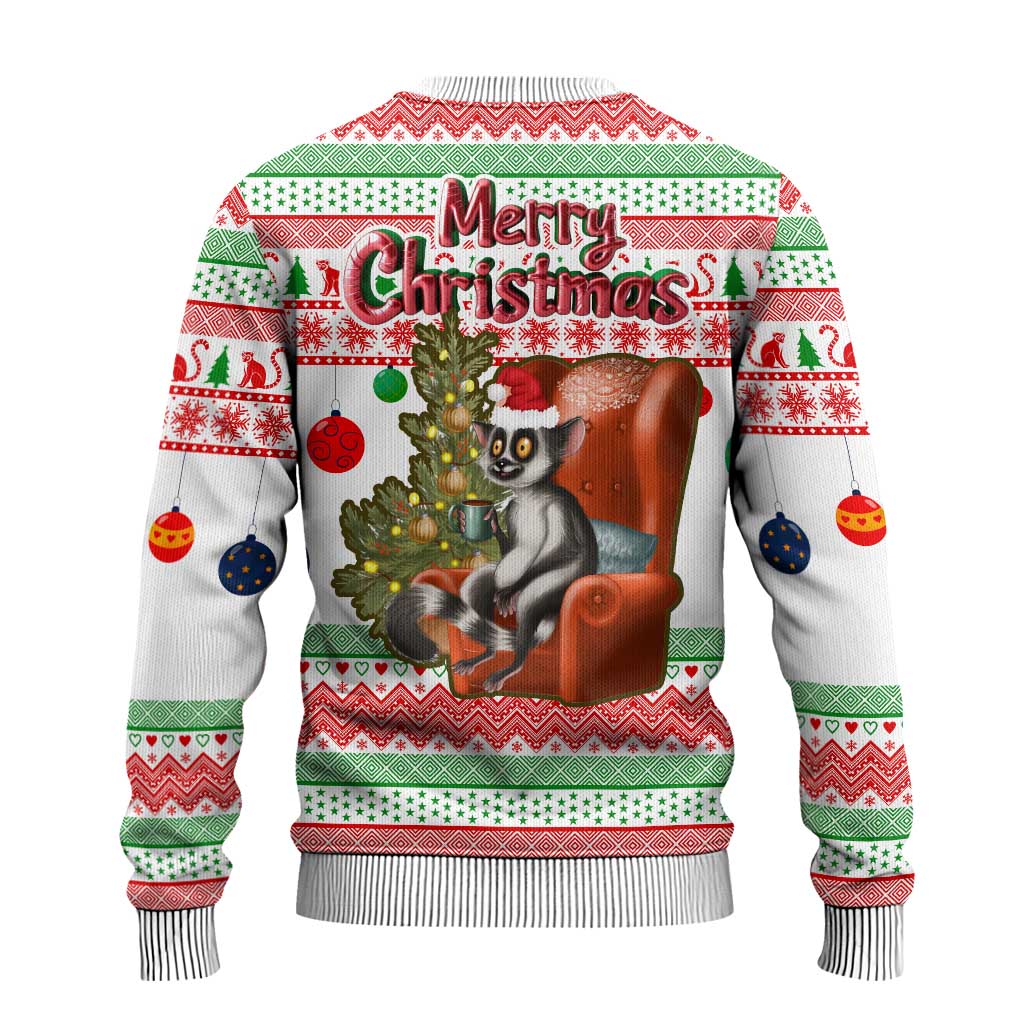 Madagascar Christmas Ugly Christmas Sweater Lemur Santa Hat Holiday Tree - African Pride