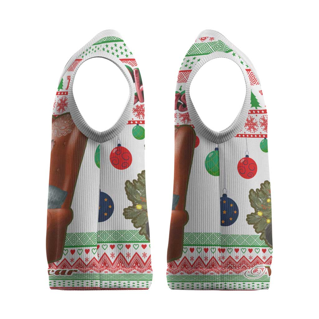 Madagascar Christmas Knitted V-Neck Vest Lemur Santa Hat Holiday Tree - African Pride