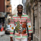 Madagascar Christmas Long Sleeve Button Shirt Lemur Santa Hat Holiday Tree - African Pride