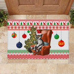 Madagascar Christmas Rubber Doormat Lemur Santa Hat Holiday Tree - African Pride