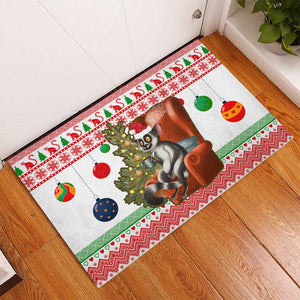 Madagascar Christmas Rubber Doormat Lemur Santa Hat Holiday Tree - African Pride