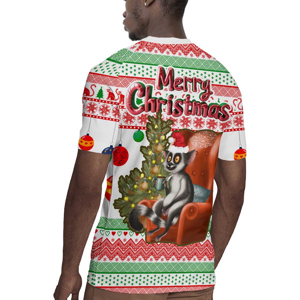 Madagascar Christmas Rugby Jersey Lemur Santa Hat Holiday Tree - African Pride