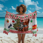 Madagascar Christmas Sarong Lemur Santa Hat Holiday Tree - African Pride