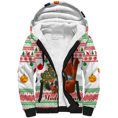 Madagascar Christmas Sherpa Hoodie Lemur Santa Hat Holiday Tree - African Pride