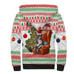Madagascar Christmas Sherpa Hoodie Lemur Santa Hat Holiday Tree - African Pride