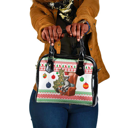 Madagascar Christmas Shoulder Handbag Lemur Santa Hat Holiday Tree - African Pride