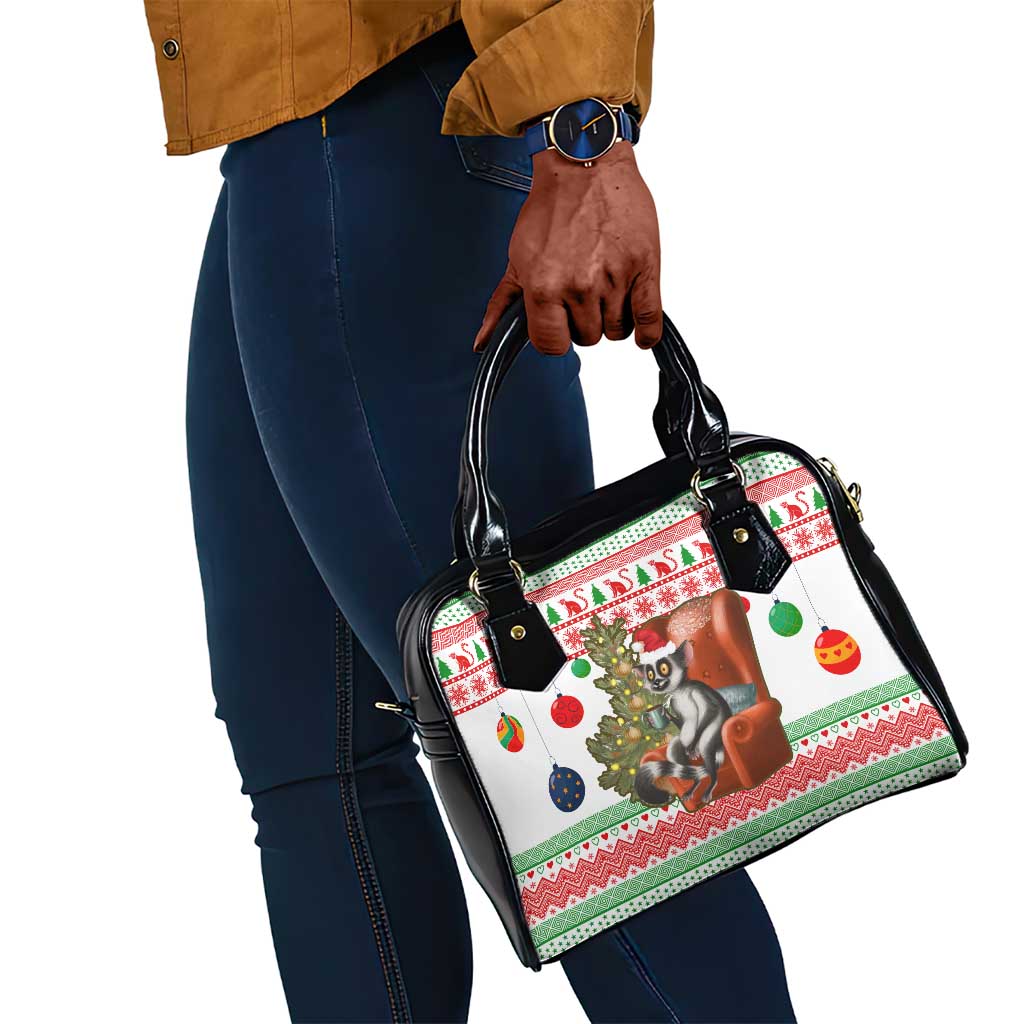 Madagascar Christmas Shoulder Handbag Lemur Santa Hat Holiday Tree - African Pride