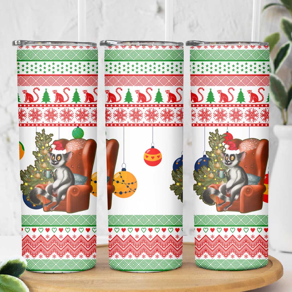 Madagascar Christmas Skinny Tumbler Lemur Santa Hat Holiday Tree - African Pride