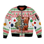 Madagascar Christmas Sleeve Zip Bomber Jacket Lemur Santa Hat Holiday Tree - African Pride