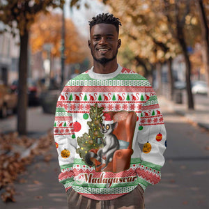 Madagascar Christmas Sweatshirt Lemur Santa Hat Holiday Tree - African Pride