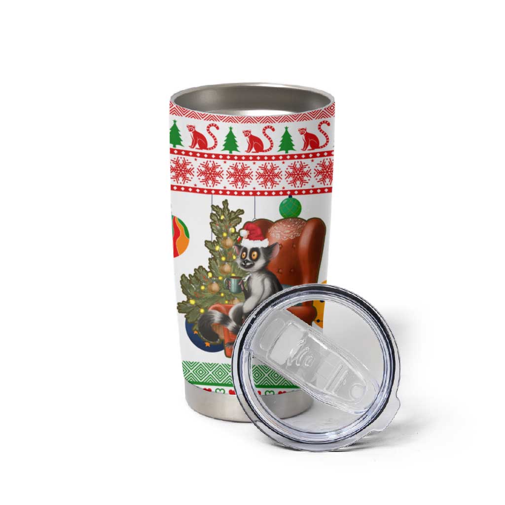 Madagascar Christmas Tumbler Cup Lemur Santa Hat Holiday Tree - African Pride