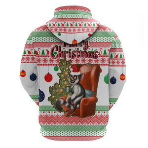 Madagascar Christmas Zip Hoodie Lemur Santa Hat Holiday Tree - African Pride