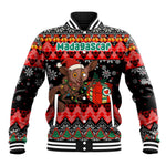 Madagascar Christmas Baseball Jacket Aye Aye Lemur Santa Hat Holiday Lights - African Pride