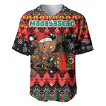 Madagascar Christmas Baseball Jersey Aye Aye Lemur Santa Hat Holiday Lights - African Pride