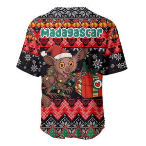 Madagascar Christmas Baseball Jersey Aye Aye Lemur Santa Hat Holiday Lights - African Pride