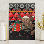 Madagascar Christmas Canvas Wall Art Aye Aye Lemur Santa Hat Holiday Lights - African Pride