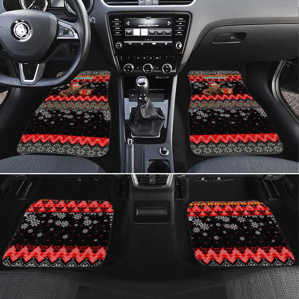 Madagascar Christmas Car Mats Aye Aye Lemur Santa Hat Holiday Lights - African Pride