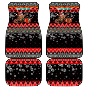 Madagascar Christmas Car Mats Aye Aye Lemur Santa Hat Holiday Lights - African Pride