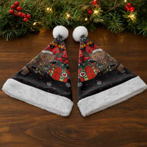 Madagascar Christmas Santa Hat Aye Aye Lemur Santa Hat Holiday Lights - African Pride