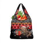 Madagascar Christmas Grocery Bag Aye Aye Lemur Santa Hat Holiday Lights - African Pride