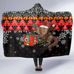 Madagascar Christmas Hooded Blanket Aye Aye Lemur Santa Hat Holiday Lights - African Pride