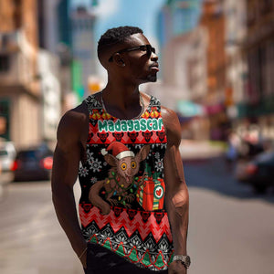 Madagascar Christmas Men Tank Top Aye Aye Lemur Santa Hat Holiday Lights - African Pride