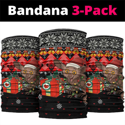 Madagascar Christmas Neck Gaiter Aye Aye Lemur Santa Hat Holiday Lights - African Pride