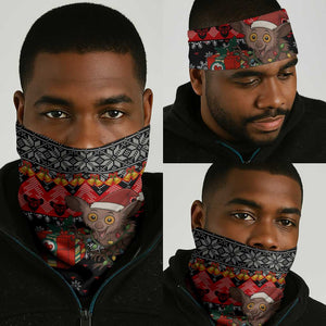 Madagascar Christmas Neck Gaiter Aye Aye Lemur Santa Hat Holiday Lights - African Pride