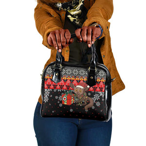 Madagascar Christmas Shoulder Handbag Aye Aye Lemur Santa Hat Holiday Lights - African Pride