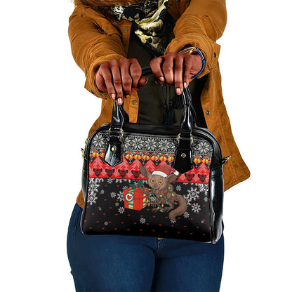 Madagascar Christmas Shoulder Handbag Aye Aye Lemur Santa Hat Holiday Lights - African Pride