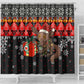 Madagascar Christmas Shower Curtain Aye Aye Lemur Santa Hat Holiday Lights - African Pride