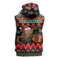 Madagascar Christmas Sleeveless Zip Hoodie Aye Aye Lemur Santa Hat Holiday Lights - African Pride