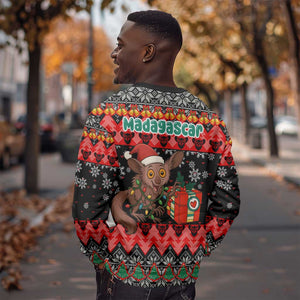 Madagascar Christmas Sweatshirt Aye Aye Lemur Santa Hat Holiday Lights - African Pride