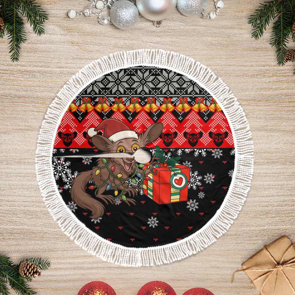 Madagascar Christmas Tree Skirt Aye Aye Lemur Santa Hat Holiday Lights - African Pride