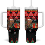 Madagascar Christmas Tumbler With Handle Aye Aye Lemur Santa Hat Holiday Lights - African Pride
