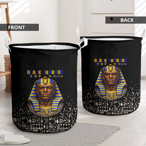 Taharqa Laundry Basket with Black Pharaoh Portrait, 25th Dynasty of Egypt Text and Nubian-Inspired - African Pride