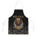 Taharqa Apron with Black Pharaoh Portrait, 25th Dynasty of Egypt Text and Nubian-Inspired - African Pride