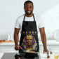 Taharqa Apron with Black Pharaoh Portrait, 25th Dynasty of Egypt Text and Nubian-Inspired - African Pride