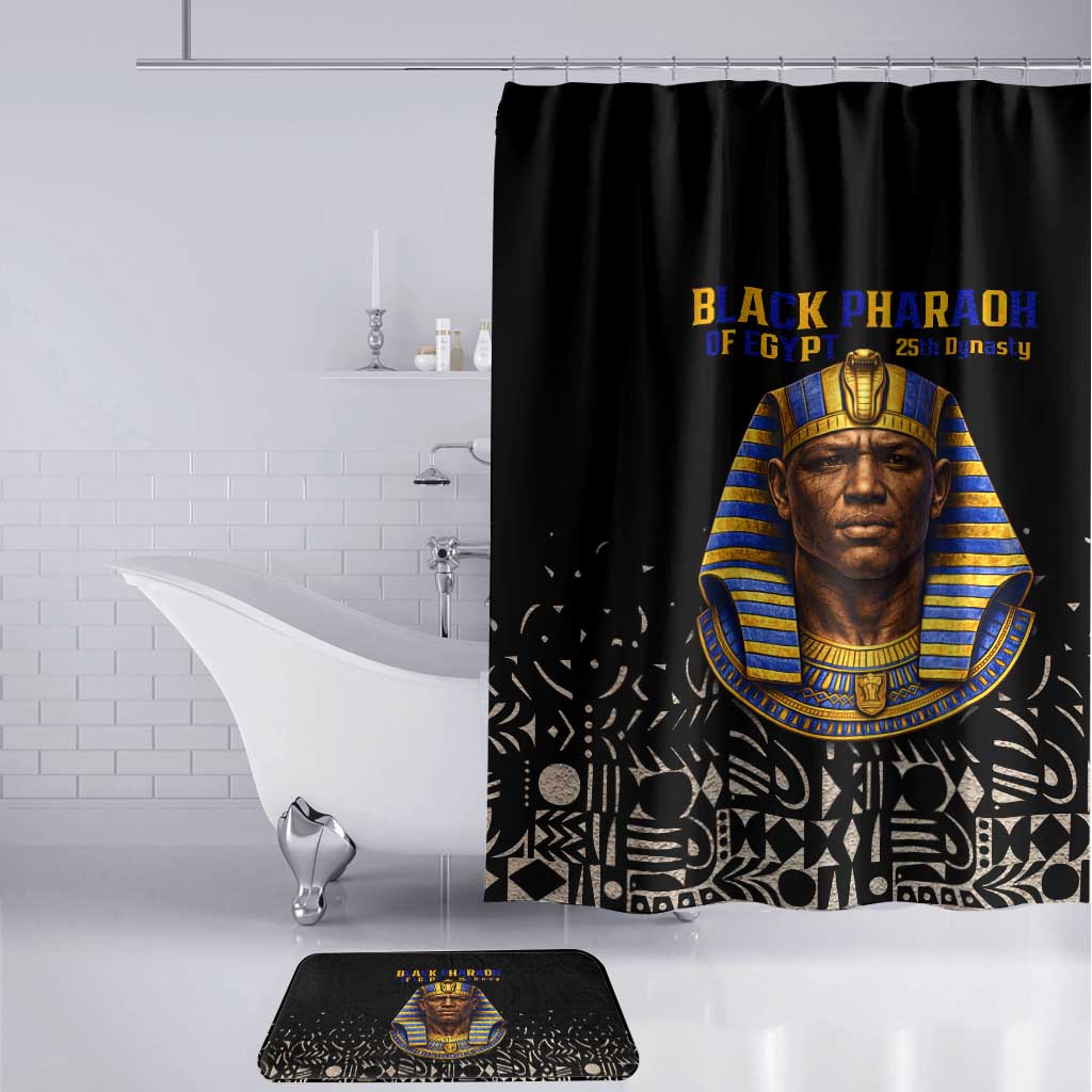 Taharqa Bathroom Set with Black Pharaoh Portrait, 25th Dynasty of Egypt Text and Nubian-Inspired - African Pride