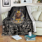 Taharqa Blanket with Black Pharaoh Portrait, 25th Dynasty of Egypt Text and Nubian-Inspired - African Pride