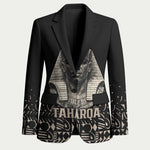 Taharqa Blazer with Black Pharaoh Portrait, 25th Dynasty of Egypt Text and Nubian-Inspired - African Pride